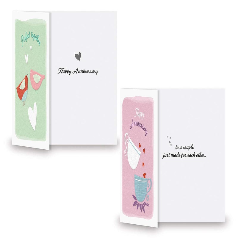 Current Every Happiness Anniversary Greeting Cards - Set of 8 (4 designs), Large 5" x 7" Wedding Anniversary Cards with Sentiments Inside, White Envelopes - Image 3